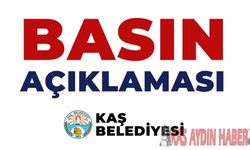 KAŞ BELEDİYESİNDEN BASIN AÇIKLAMASI