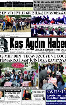 KAŞ AYDIN HABER - 06.03.2018 Manşeti