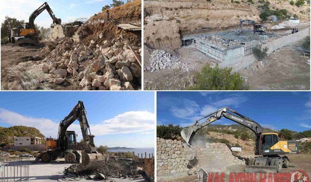 KAŞ'TA KAÇAK VE İZİNSİZ HAVUZLU BETONARME YIKlLDl