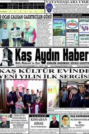 KAŞ AYDIN HABER - 10.01.2018 Manşeti