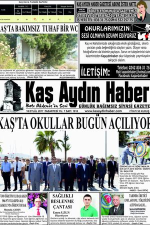 KAŞ AYDIN HABER - 18.09.2017 Manşeti