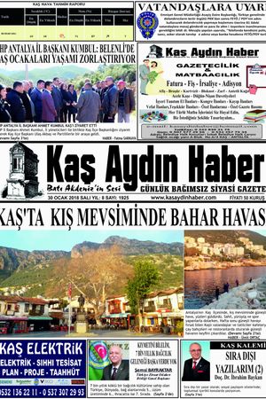 KAŞ AYDIN HABER - 30.01.2018 Manşeti