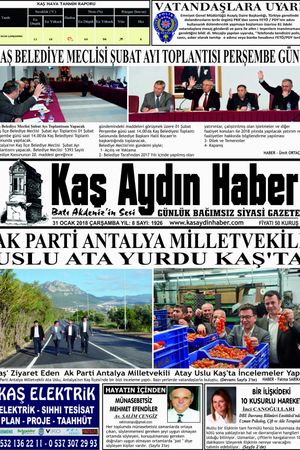 KAŞ AYDIN HABER - 31.01.2018 Manşeti
