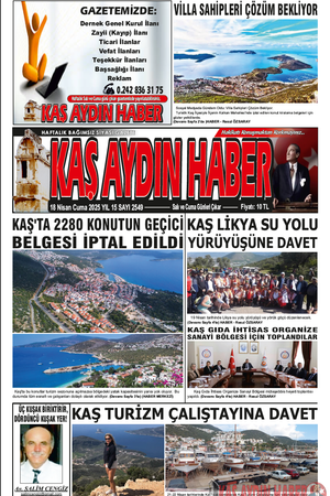 18 Nisan Cuma 2025 YIL 15 SAYI 2549