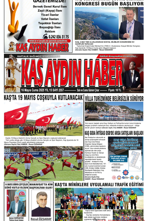 16 Mayıs Cuma 2025 YIL  15 SAYI 2557