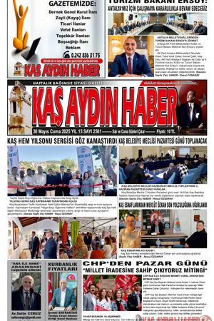 30 Mayıs Cuma 2025 YIL 15 SAYI 2561