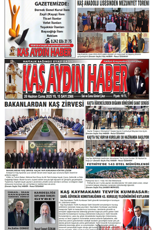 20 Haziran Cuma 2025 YIL 15 SAYI 2566