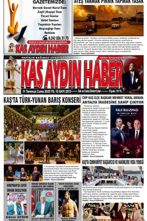 11 Temmuz Cuma 2025 YIL 15 SAYI 2572