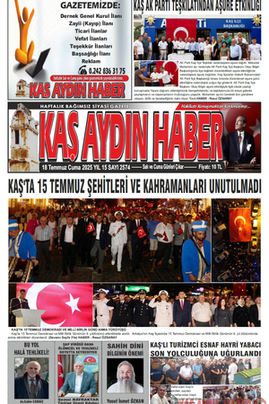 18 Temmuz Cuma 2025 YIL 15 SAYI 2575